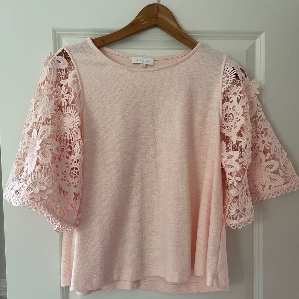 Elegant Pink Lace Sleeve Top